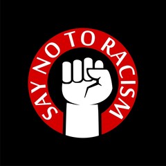 Say no to racism icon isolated on black background
