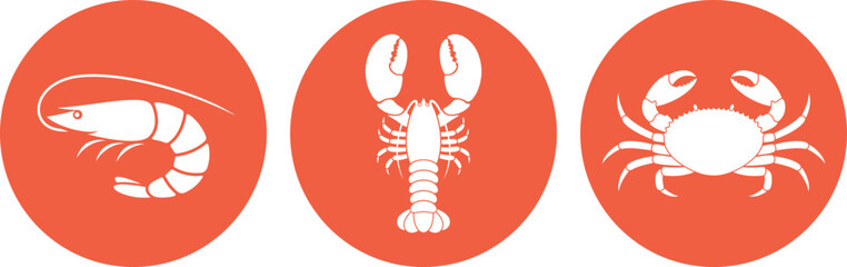 Crab logo. Isolated crab on white background. Shrimp. Lobster