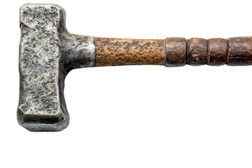 Close up of a hammer with a wooden handle on transparent background