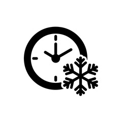 Vector art of clock with snowflake representing cold time