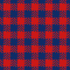 Classic red and blue checkered pattern. Seamless buffalo plaid fabric design. Versatile for backgrounds, textiles, crafts, or creative graphic projects.