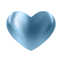 Blue glossy 3d heart. Luxury realistic heart balloon.