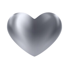 Silver glossy 3d heart. Luxury realistic heart balloon.