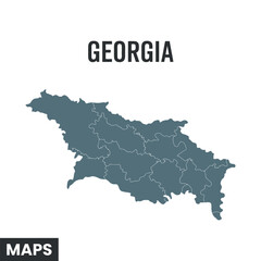 Georgia Vector Map with Regions Illustration with Borders Outline Design Element