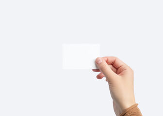 Hand Holding Blank White Card Mockup