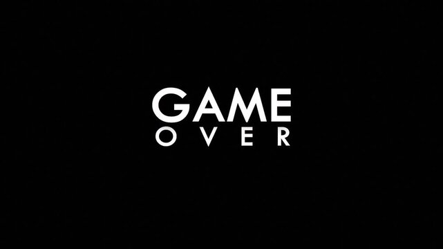 black screen with the words glitchy game over in white. Suitable for video games, mobile apps, technology presentations, and digital designs. 4K Video - Powered by Adobe