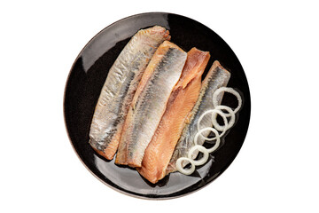 Herring fillet fish fresh seafood portion size natural product tasty snack fresh delicious gourmet food background on the table rustic top view copy space pescetarian diet