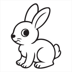 Obraz premium Simple outline drawing of a cute bunny silhouette a white background