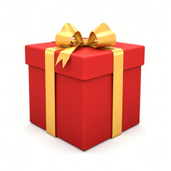 realistic 3‑D gift box icon, matte red paper with gold ribbon, soft shadows, transparent background, centered, 1024×1024, ultra‑sharp
