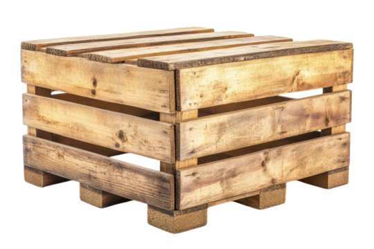 Close up shot of a wooden pallet against a transparent background
