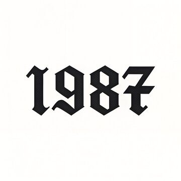 The year 1987 displayed in bold, stylized black typography. The design features a vintage aesthetic, suitable for retro-themed projects.