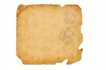 Old vintage paper surface with texture and blank space, transparent background for design projects and historical concepts