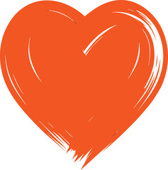 Rustic Orange Heart with White Brushstrokes Conveying Love and Affection in a Distressed Yet Charming Style