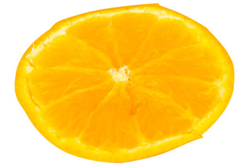 Orange half cut slice on white background