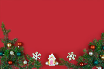 Festive Holiday Decoration featuring beautiful Christmas Ornaments and sparkling Snowflakes