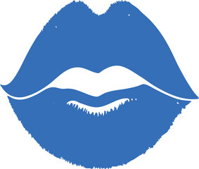 Bold Blue Lips Graphic Kiss Print Fashionable Modern Creative Design Lip Icon Artistic Vibrant Decorative Mouth