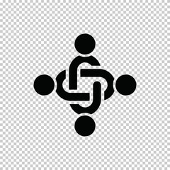 Team business meeting with teamwork and collaboration flat vector icon isolated on transparent background