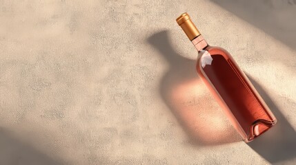 In a minimalist setting with natural indoor light, a refined wine bottle is displayed in isolation, reflecting a contemporary style that lends itself well to artistic and marketing uses
