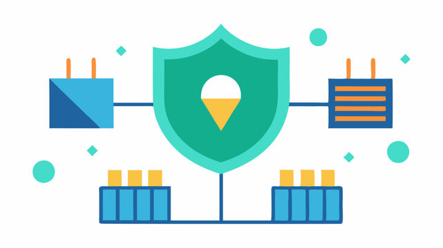 A representation of a defense perimeter with a shield and barriers highlighting strategies like intrusion detection and prevention.