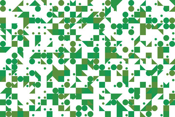Abstract Geometric Pattern of Green Shapes on White Background Dynamic Composition for Modern Design Concepts