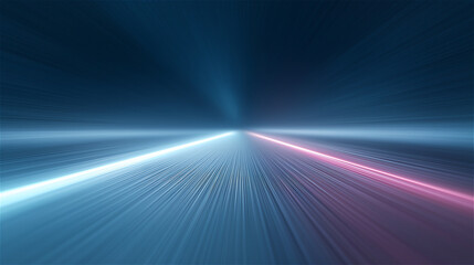 Obraz premium Abstract motion background with glowing blue and pink light trails creating a futuristic tunnel effect, concept of speed, data and digital technology.