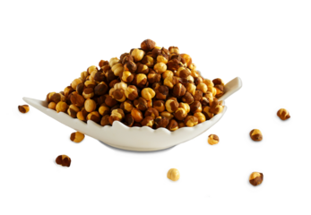  roasted chickpeas beans also known in India as gram, bengal gram, chana, chhana, garbanzo, for Indian snacks like chana masala, falafel, chana dal, chana jor garam, cutout in transparent background