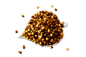  roasted chickpeas beans also known in India as gram, bengal gram, chana, chhana, garbanzo, for Indian snacks like chana masala, falafel, chana dal, chana jor garam, cutout in transparent background