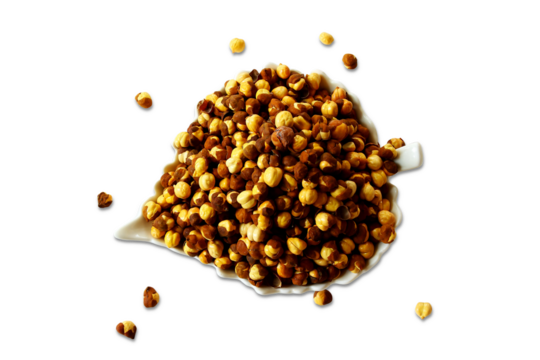  roasted chickpeas beans also known in India as gram, bengal gram, chana, chhana, garbanzo, for Indian snacks like chana masala, falafel, chana dal, chana jor garam, cutout in transparent background