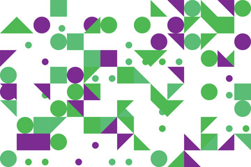 Geometric Shapes and Colors Abstract Design Featuring Circles Squares and Triangles on White Background for Modern Art and Graphic Design