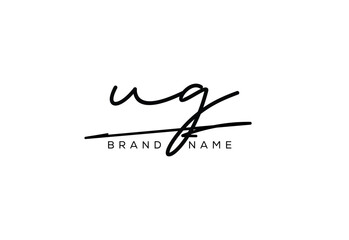UG letter elegant cursive beauty handwriting logo. symbol design| typography logo| creative mark| corporate identity| signature logo.