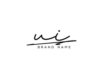 UI letter elegant cursive beauty handwriting logo. symbol design| typography logo| creative mark| corporate identity| signature logo.