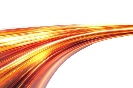 Abstract fiery light streaks curving on a black background, suggesting speed