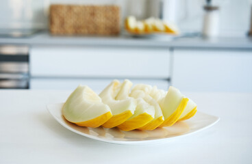 Sliced Melon On Plate