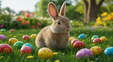 easter bunny and easter eggs