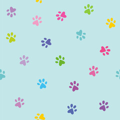 Cute little pet paws seamless pattern background
