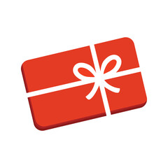 A vibrant red gift card with a delicate white ribbon, isolated on white background, perfect for any celebratory occasion