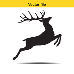 Obraz premium Vector art of deer jumping silhouette, vector illustration