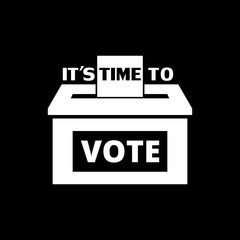 It`s time to vote icon isolated on black background