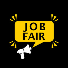 Job fair sign icon isolated on black background