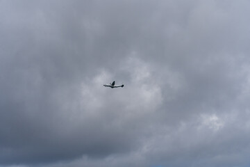 Portugal Air Force CASA C-295 military plane high in sky