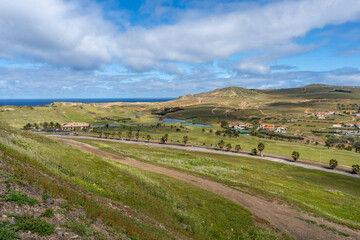 Fototapeta premium Scenic view from Flores viewpoint of Porto Santo Island, Madeira, Portugal