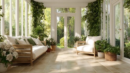 modern sunroom with beautiful architectural structure and amazing interior designs