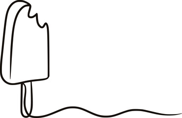 Minimalist line drawing of a bitten ice pop frozen treat dessert