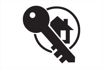 House key symbol representing home ownership silhouette a white background