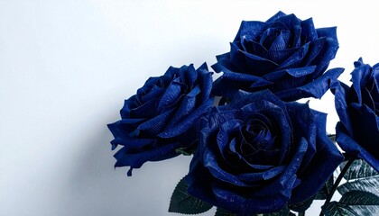 Blue roses, background, copyspace, flowers, symbol, mystery, elegance, fantasy, nature, petals, delicate, romantic, artistic, decorative, vibrant, surreal, enchanting, magical, soft, beauty, floral, d