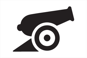 Silhouette of an old cannon icon silhouette a white background
