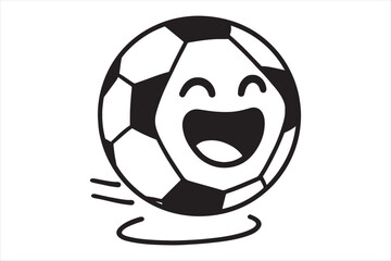Joyful cartoon soccer ball character animation ready silhouette a white background
