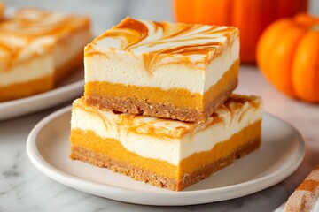 Delicious pumpkin cheesecake bars layered with creamy filling and a swirled topping, perfect for fall gatherings and holiday celebrations. Made with fresh pumpkin and a graham cracker crust