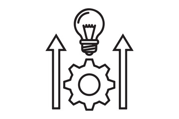 Innovation gears and lightbulb idea symbol silhouette a white background