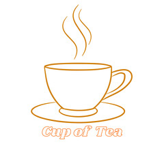 Minimal line art Cup of Tea illustration on Transparent background 